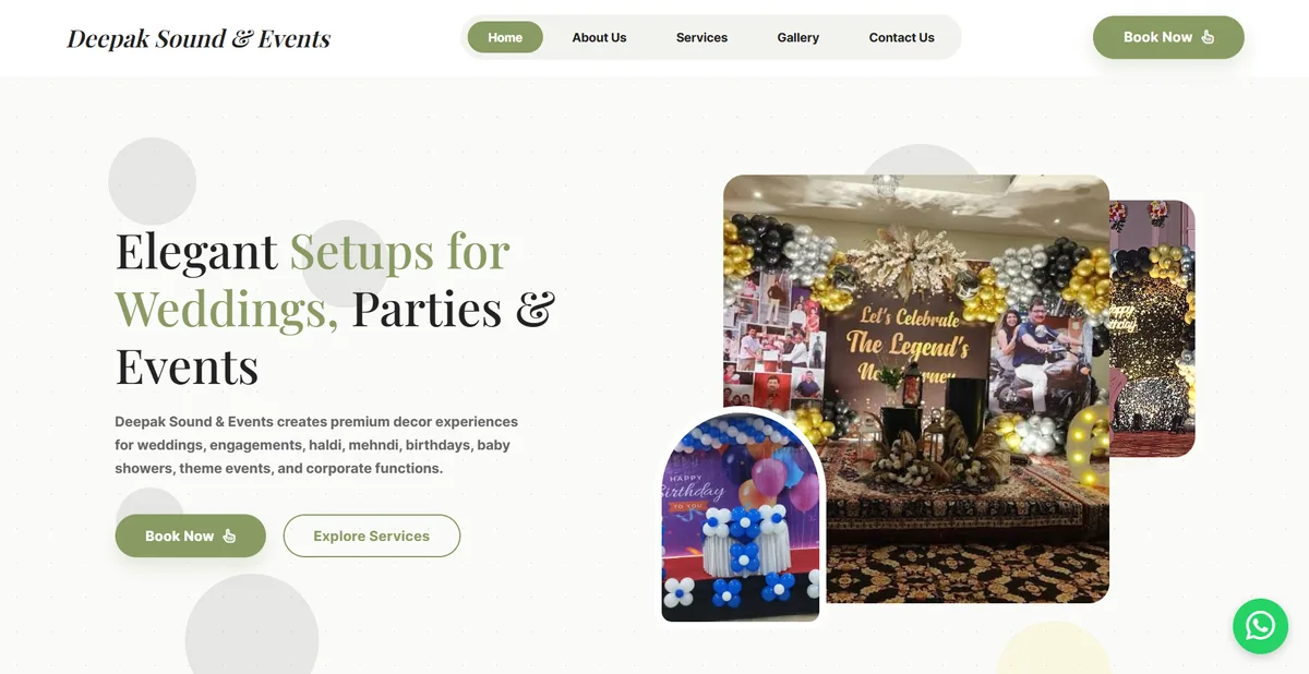 Event management company website design preview